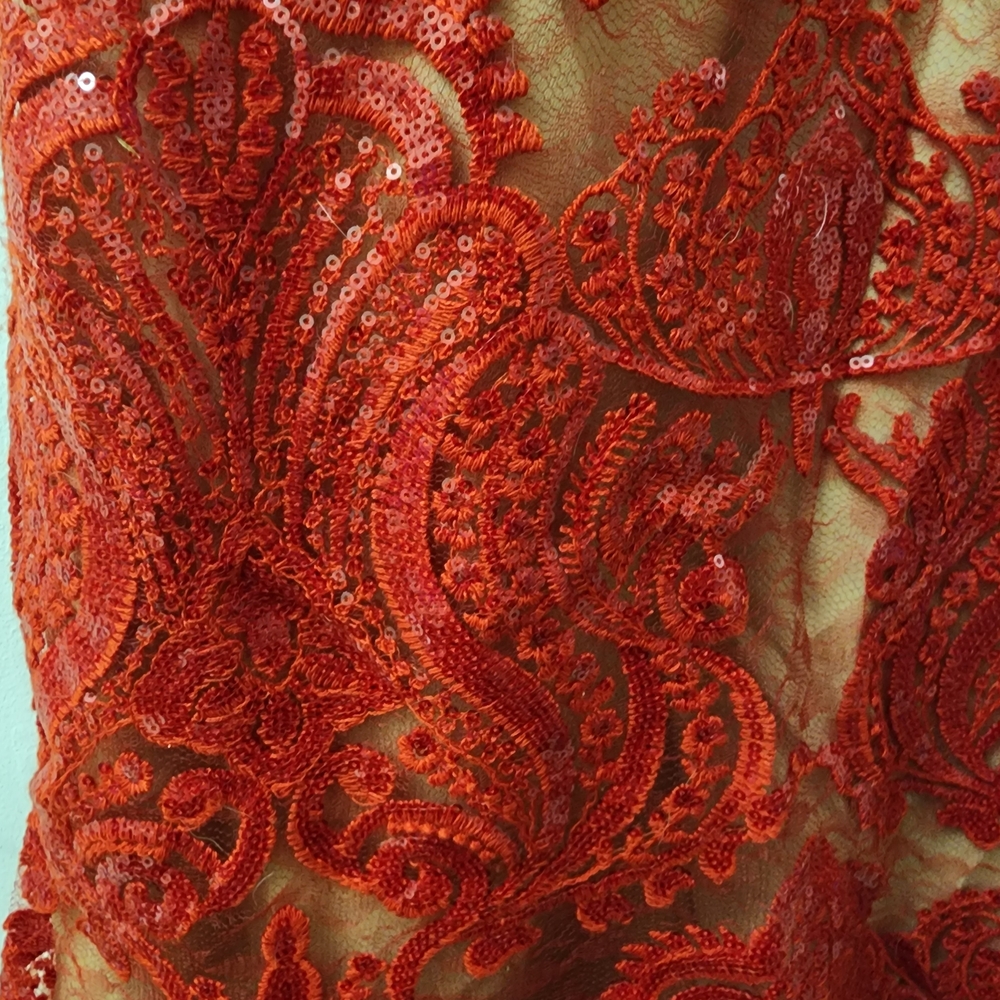 Free People Vibrant Red Sequin Lace DressFree People Red Lace Sequin Dress6NWT - Picture 7 of 9